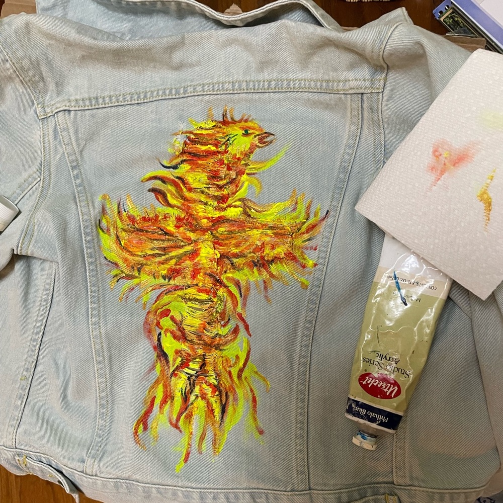 Hand painted Phoenix jacket